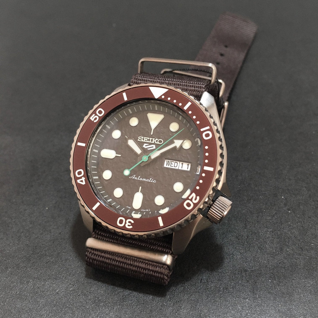 Seiko 5 Sport Automatic Brown Dial Brown Nylon Strap Watch For Men - SRPD85K1 wholesalehk.shop