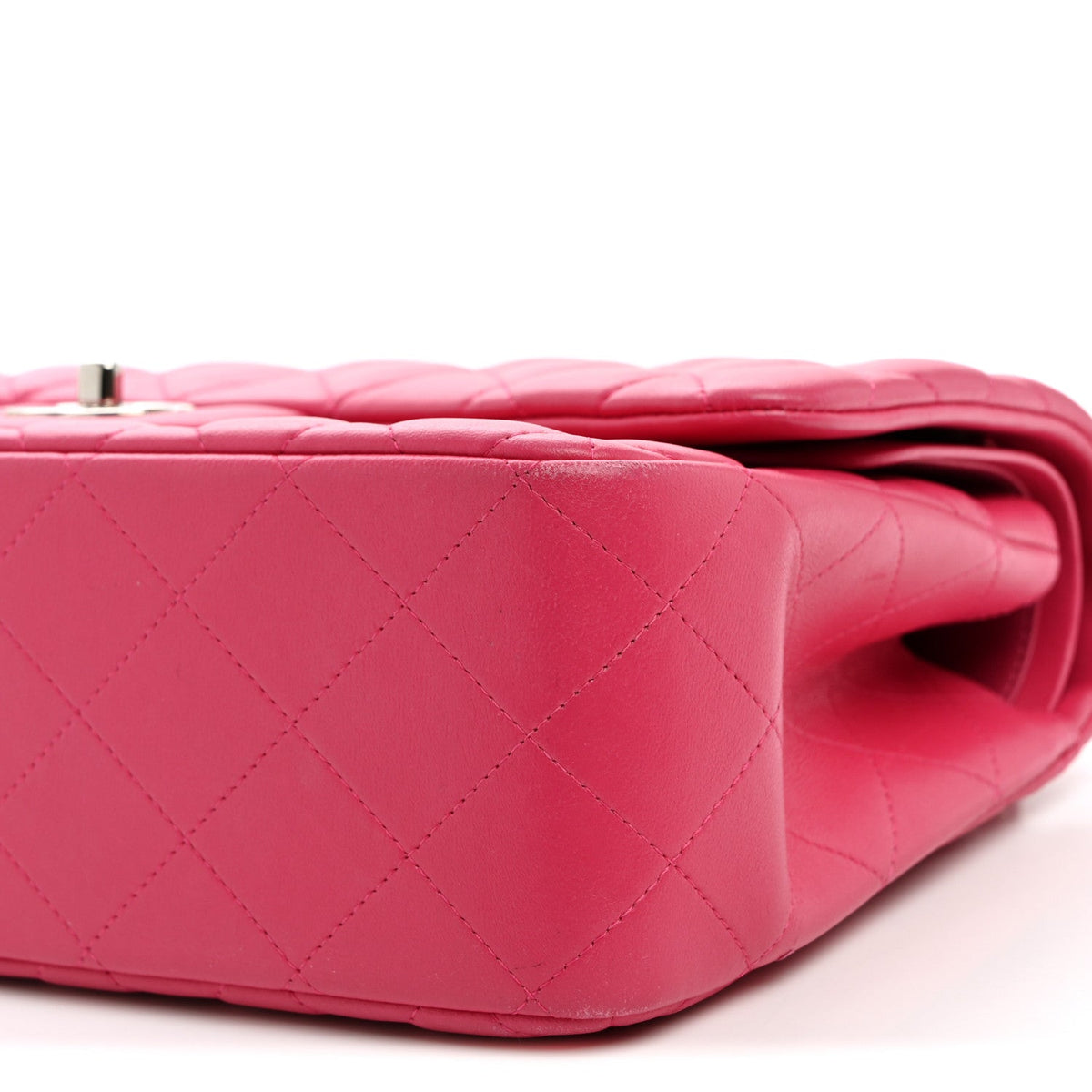 Lambskin Quilted Jumbo Double Flap Dark Pink wholesalehk.shop