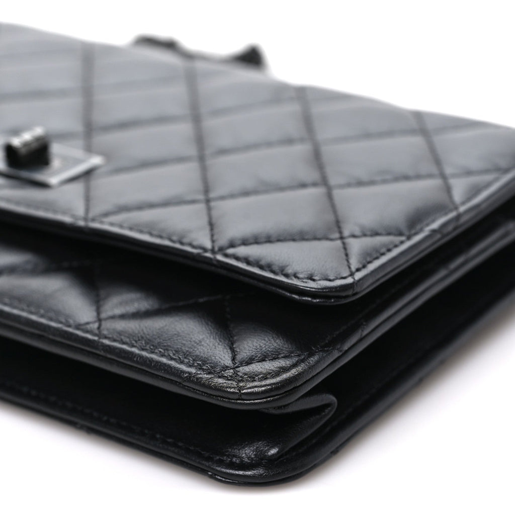 Aged Calfskin Quilted Reissue Wallet On Chain WOC So Black wholesalehk.shop
