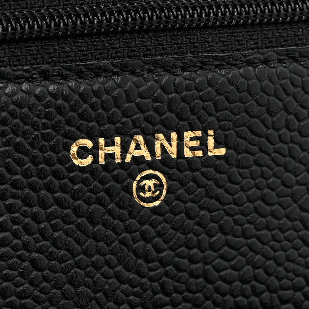 Caviar Quilted Wallet on Chain WOC Black wholesalehk.shop