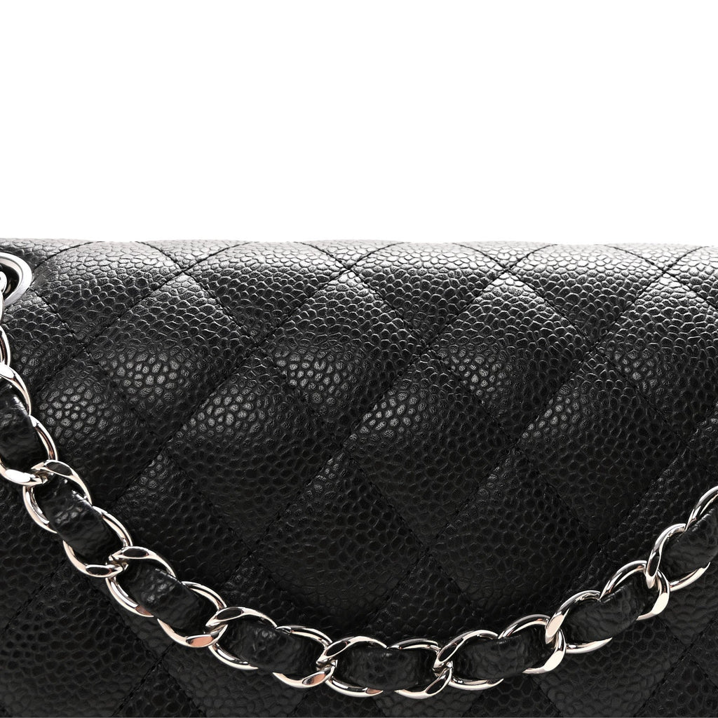 Caviar Quilted Medium Double Flap Black wholesalehk.shop