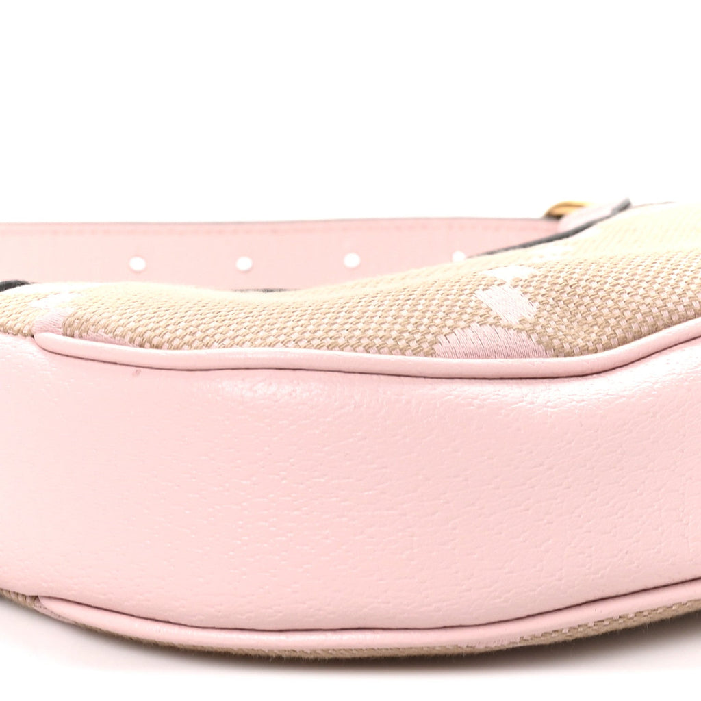 Monogram Jumbo GG Textured Dollar Calfskin Mini Ophidia Half Moon Hobo Beige Perfect Pink wholesalehk.shop