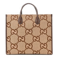 Monogram Jumbo GG Textured Dollar Calfskin Web Tote Bag Camel Ebony New Acero wholesalehk.shop