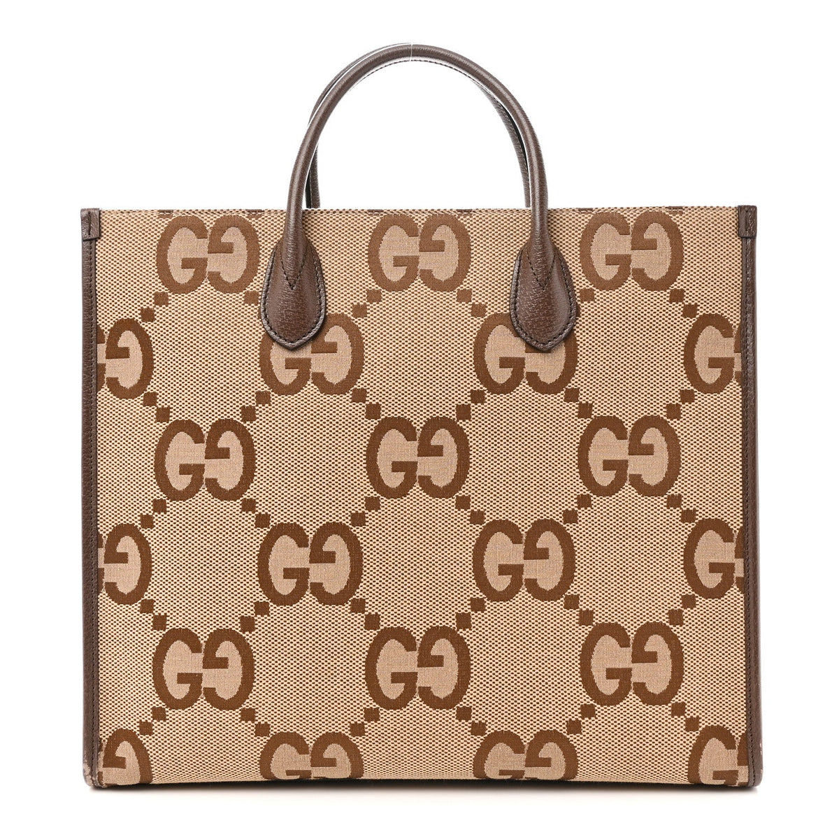 Monogram Jumbo GG Textured Dollar Calfskin Web Tote Bag Camel Ebony New Acero wholesalehk.shop