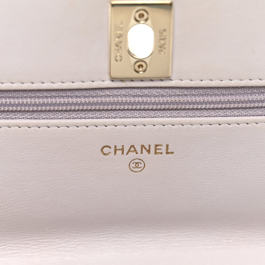 Lambskin Quilted Trendy CC Wallet On Chain WOC Lilac wholesalehk.shop