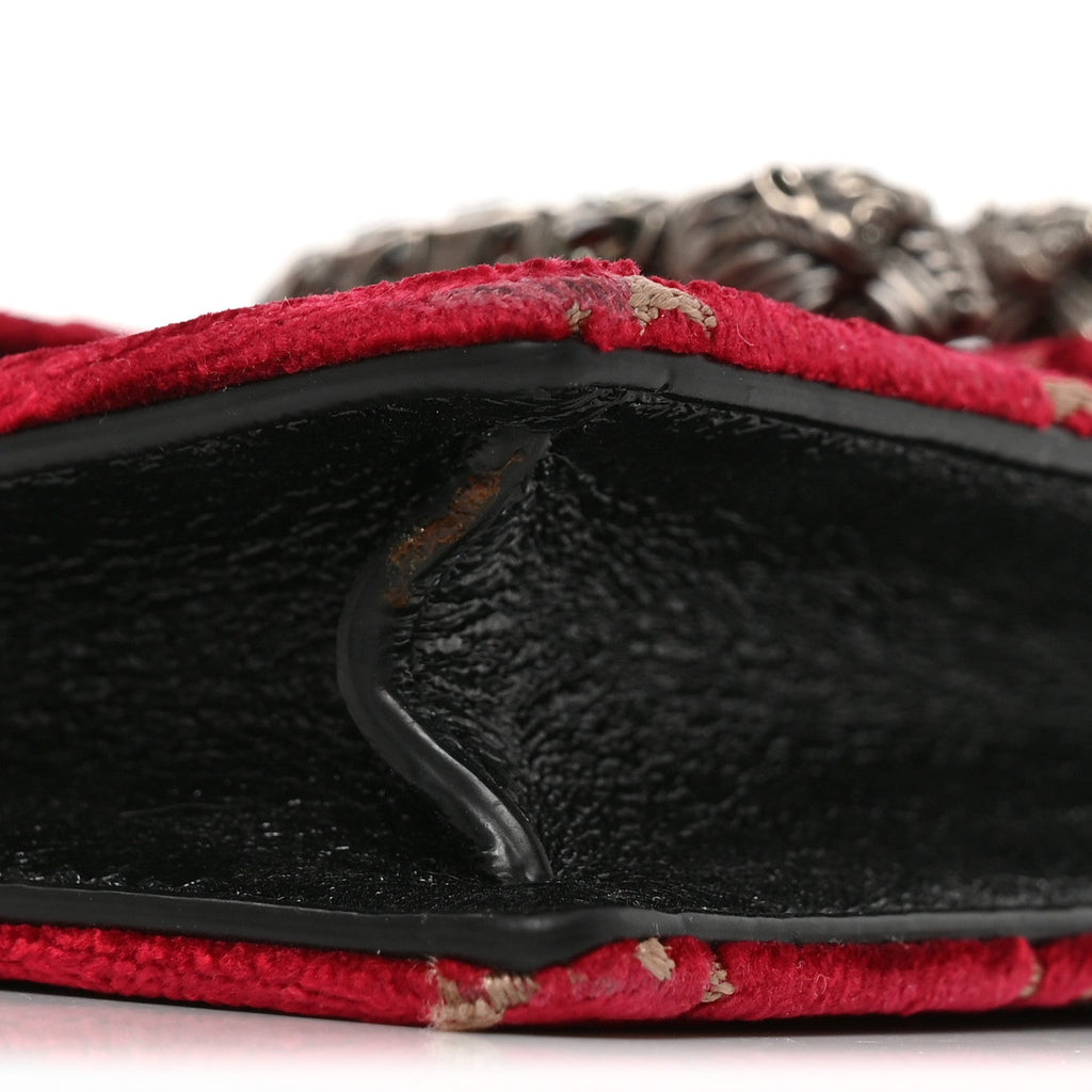 Velvet GG Monogram Super Mini Dionysus Shoulder Bag Red Cipria Black wholesalehk.shop