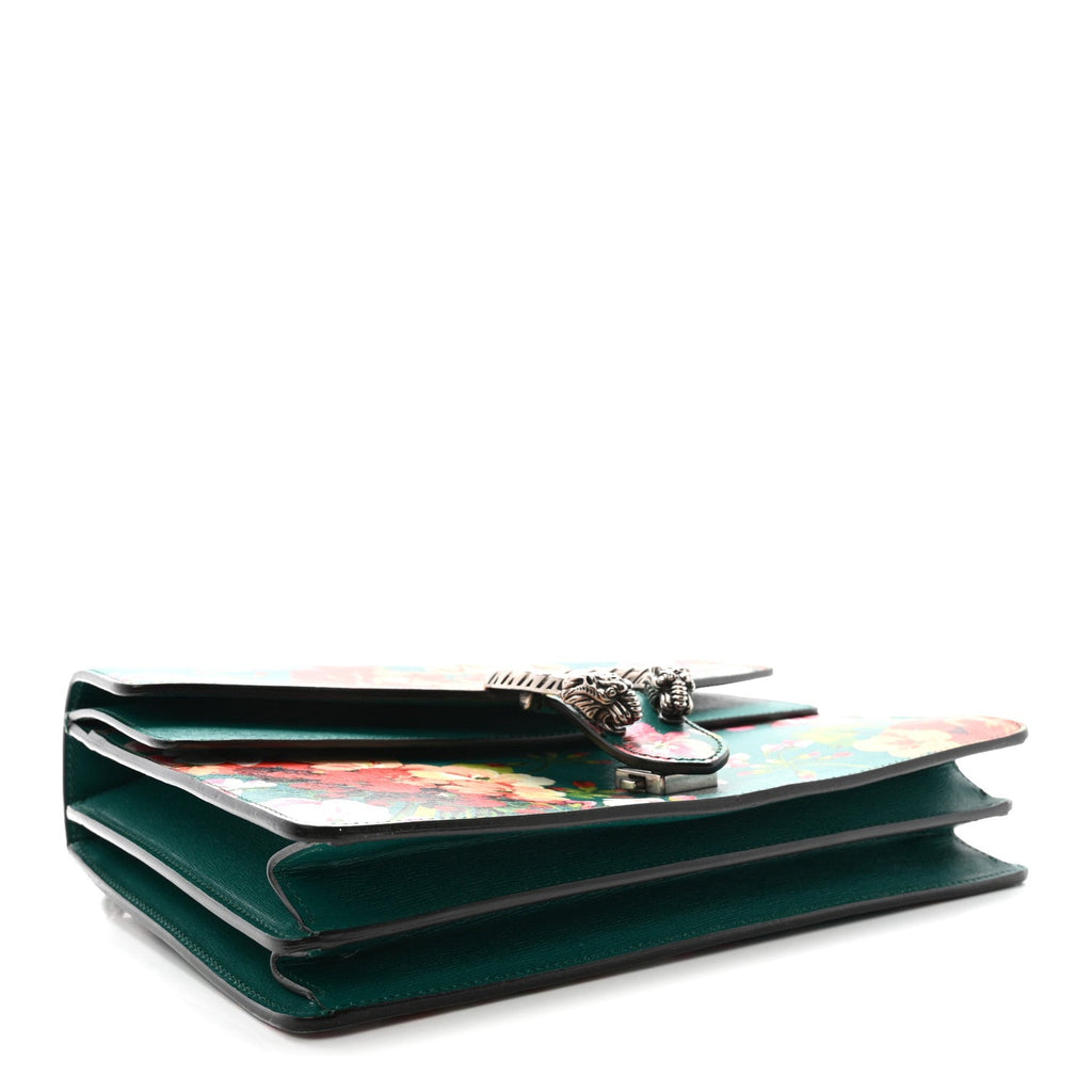Calfskin Blooms Print Medium Dionysus Shoulder Bag Bright Emerald Multicolor wholesalehk.shop