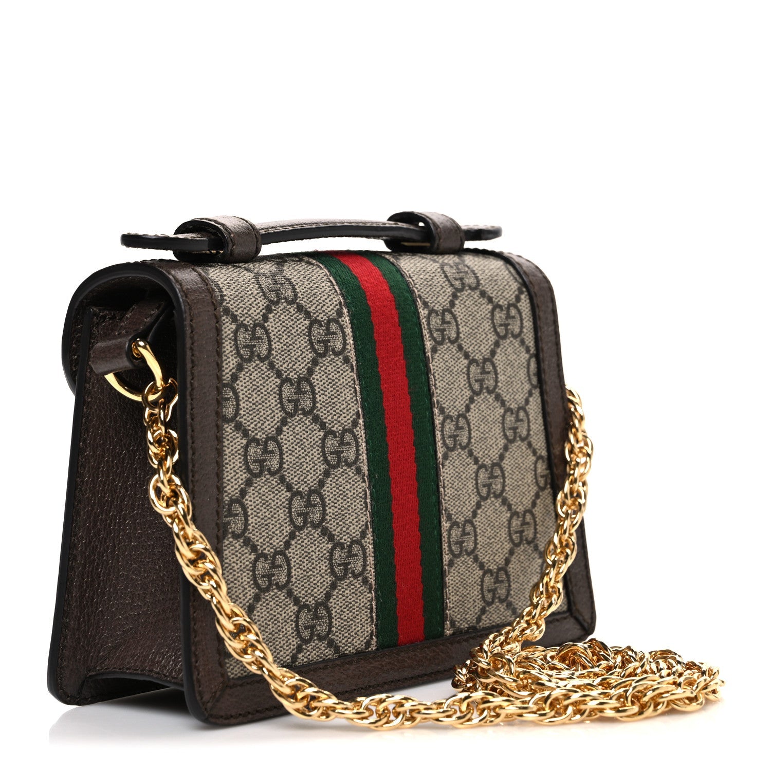 GG Supreme Monogram Textured Dollar Calfskin Web Mini Ophidia Padlock Top Handle Chain Shoulder Bag Beige Ebony New Acero £¨ Direct shipment via from wholesalehk.shop