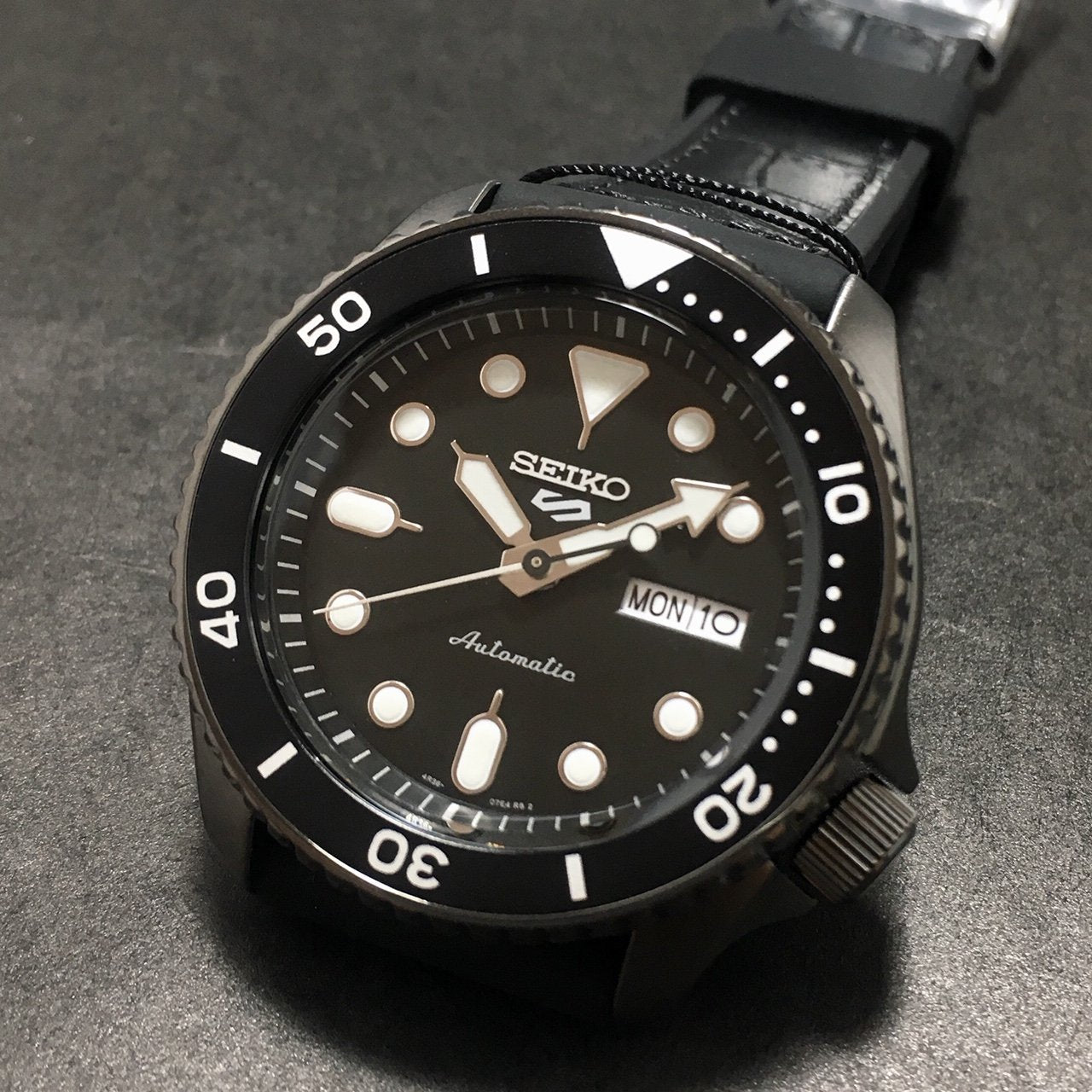 Seiko 5 Sport Automatic Black Dial Black Silicone Strap Watch For Men - SRPD65K3 wholesalehk.shop
