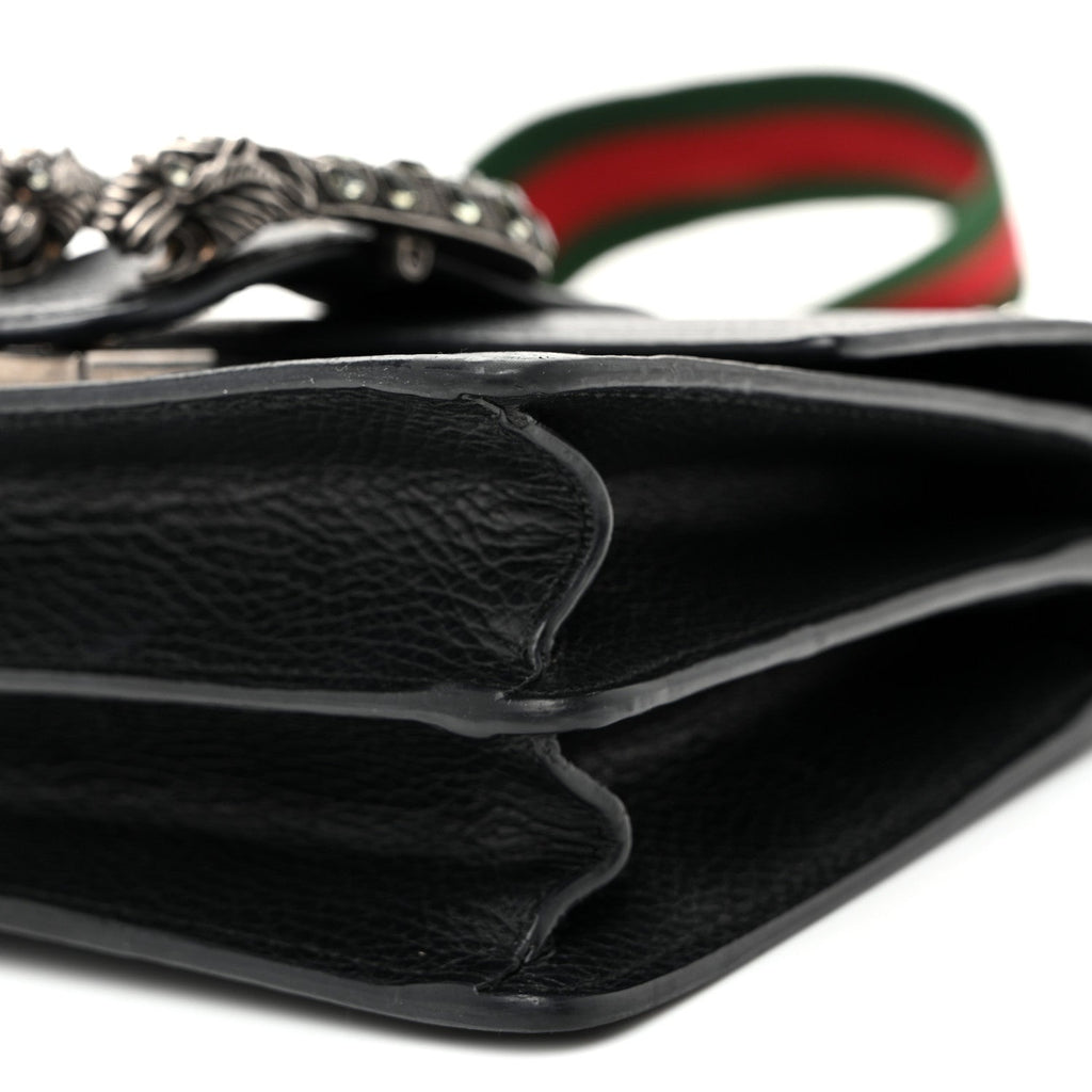 Dollar Calfskin Crystal Web Mini Dionysus Bamboo Top Handle Bag Black Black Diamond wholesalehk.shop