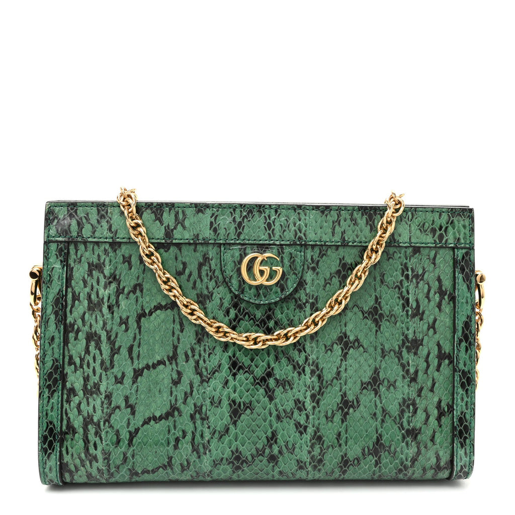 Snakeskin GG Small Ophidia Chain Shoulder Bag Green wholesalehk.shop