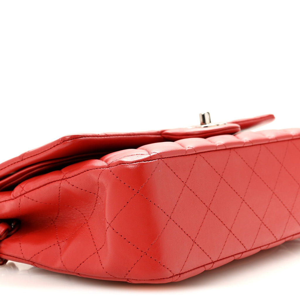 Lambskin Quilted Medium Double Flap Red wholesalehk.shop