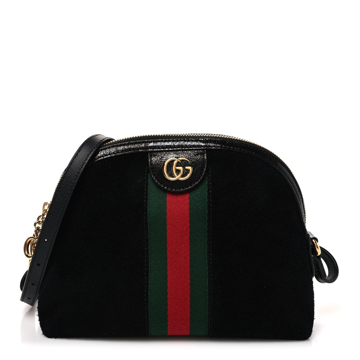 Suede Patent Web GG Small Ophidia Dome Shoulder Bag Black wholesalehk.shop