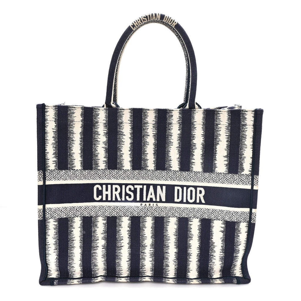 Canvas Embroidered Large Striped Book Tote Navy £¨ Direct shipment via from wholesalehk.shop