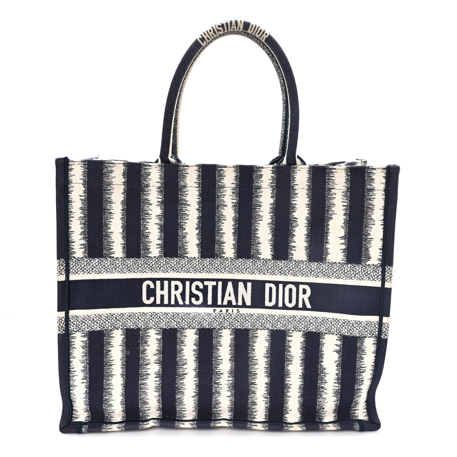 Canvas Embroidered Large Striped Book Tote Navy £¨ Direct shipment via from wholesalehk.shop