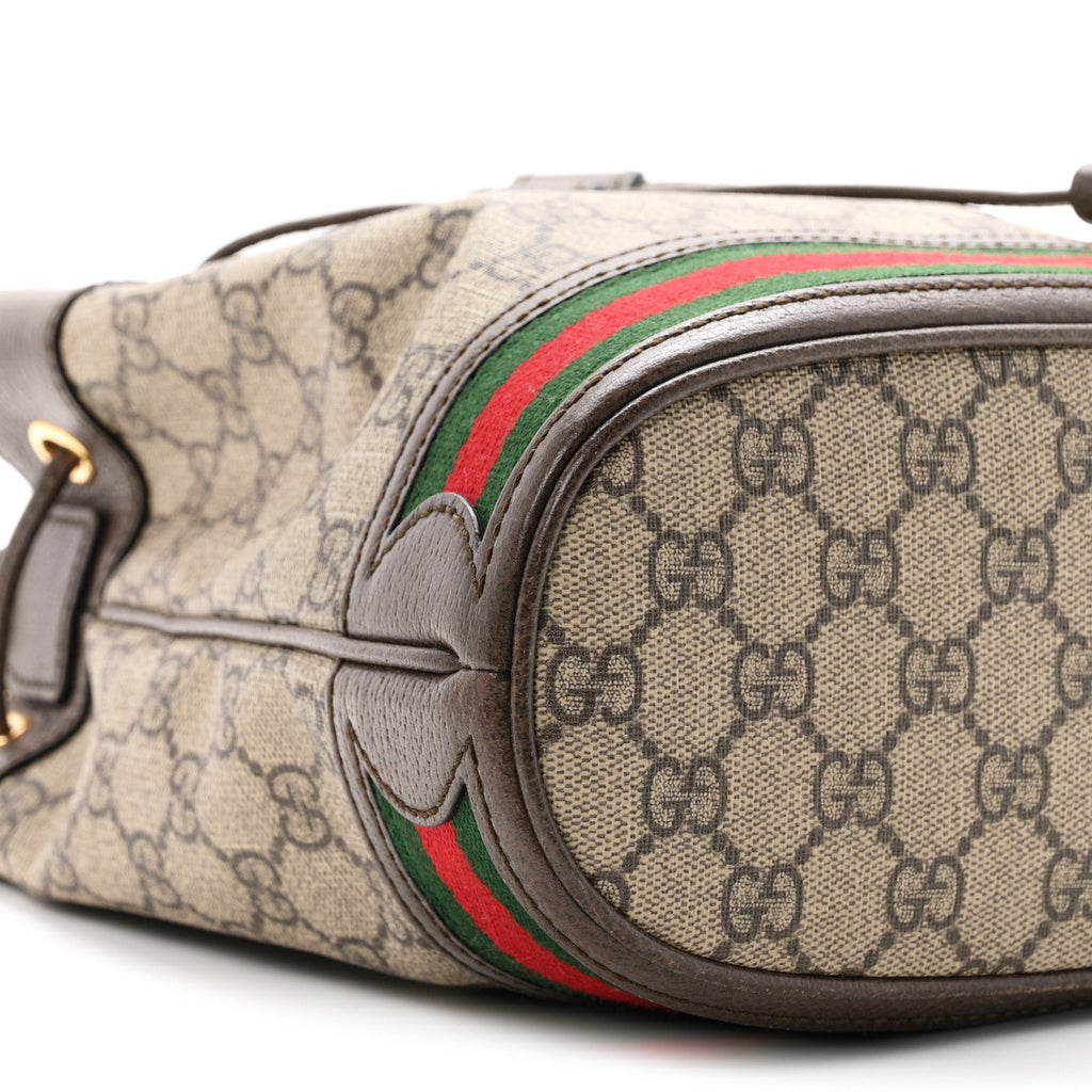 GG Supreme Monogram Web Small Ophidia Bucket Bag Brown wholesalehk.shop