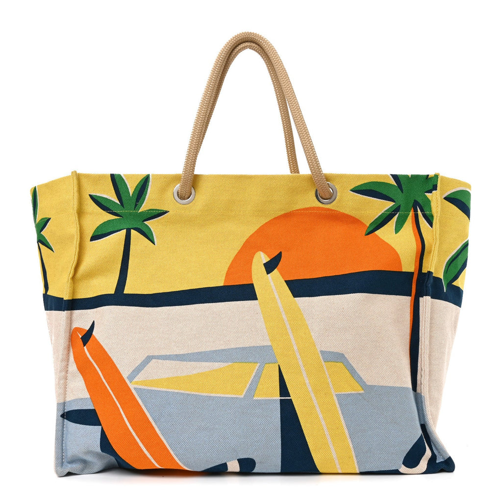 Cotton Canvas Apres la Vague Beach Bag Jaune Bleu £¨ Direct shipment via from wholesalehk.shop