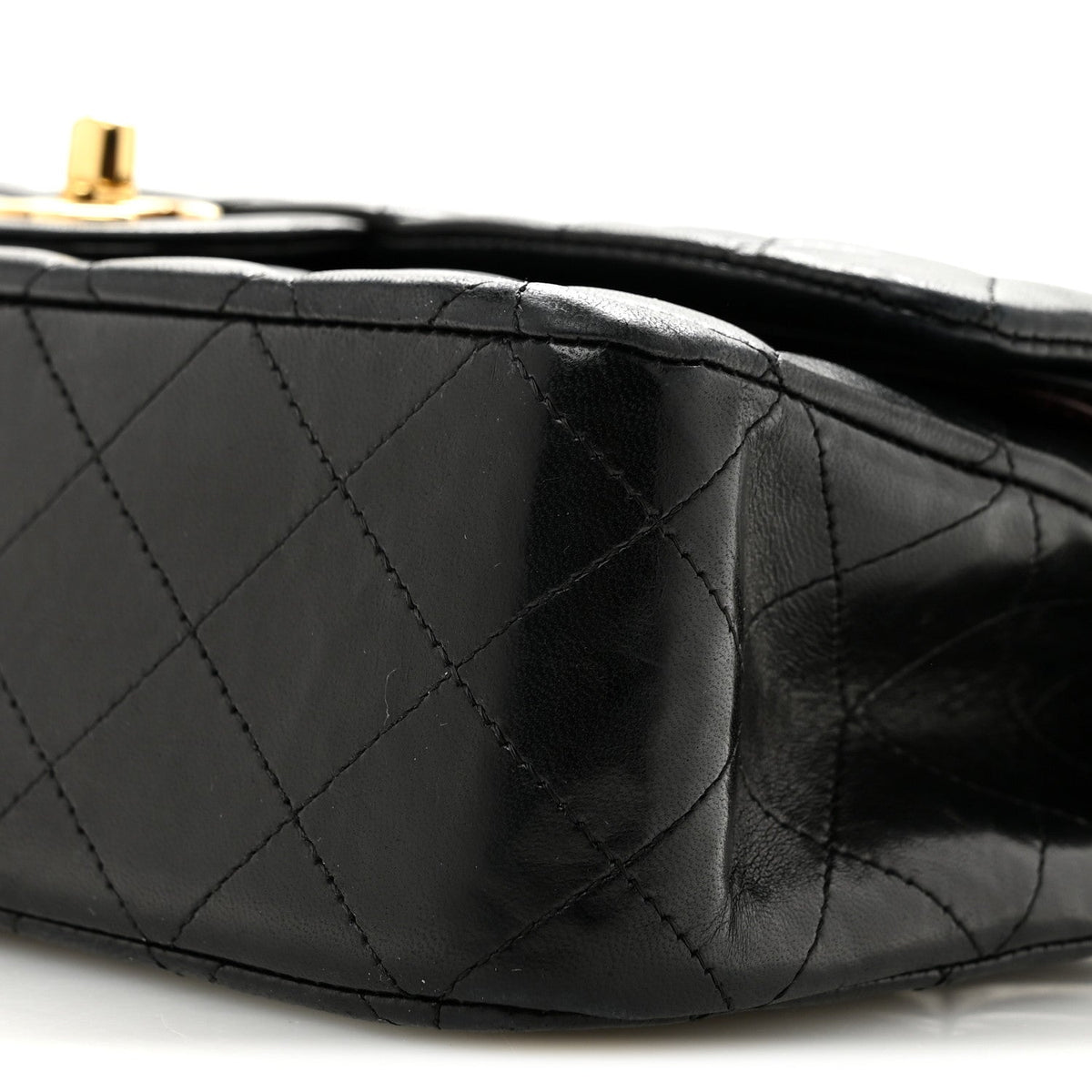 Lambskin Quilted Medium Double Flap Black wholesalehk.shop