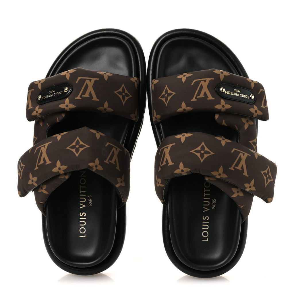 Nylon Monogram LV Pool Pillow Flat Comfort Mule 37 Cacao Brown 37 Cacao Brown £¨ Direct shipment via from wholesalehk.shop