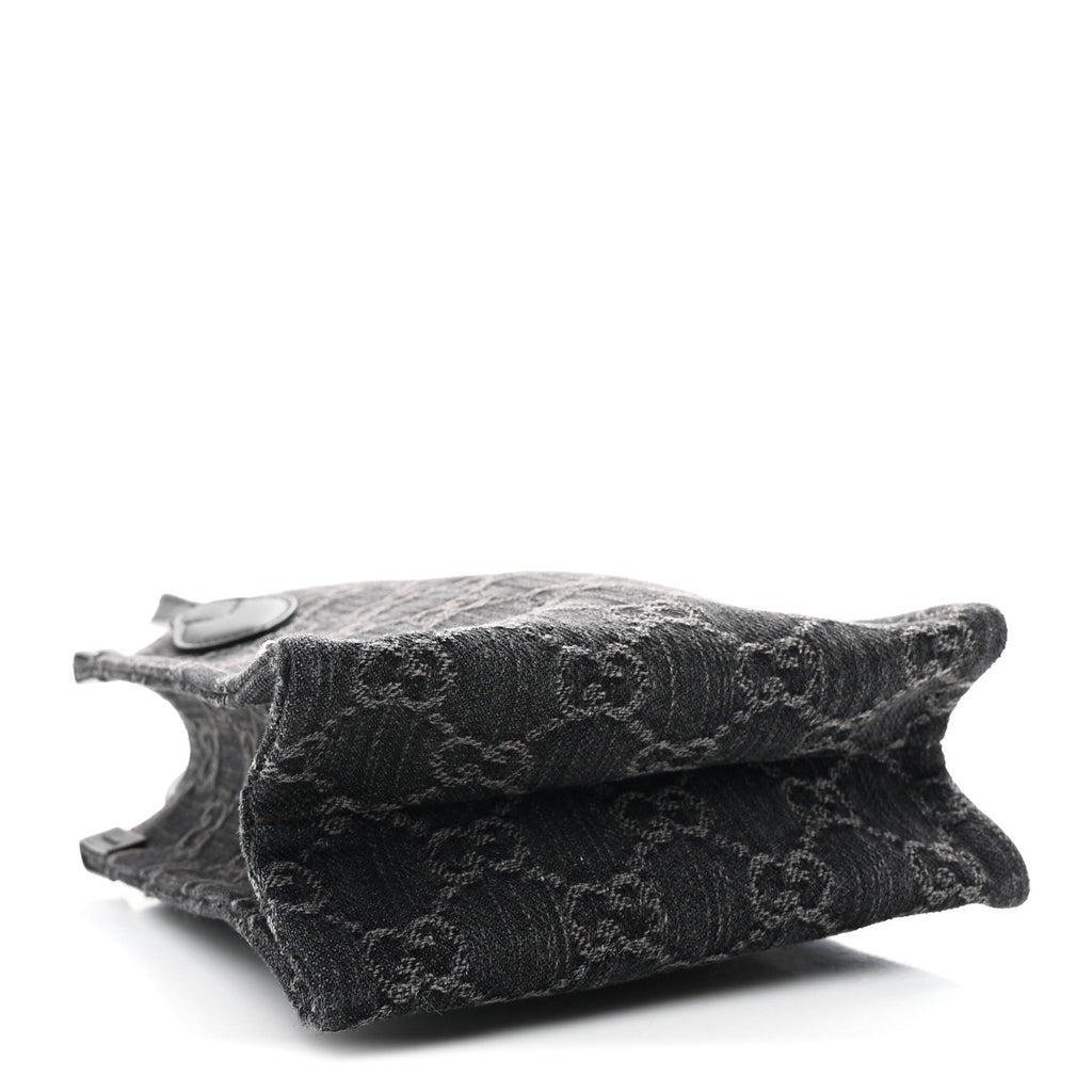 Denim Cuoio Harness GG Monogram Mini Ophidia Tote Bag Black Medium Grey wholesalehk.shop