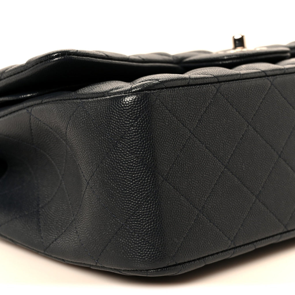 Caviar Quilted Jumbo Double Flap Navy Blue wholesalehk.shop
