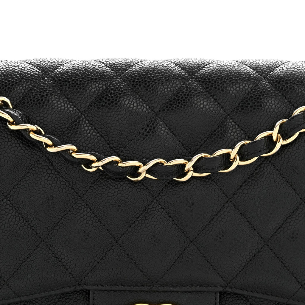 Caviar Quilted Jumbo Double Flap Black wholesalehk.shop