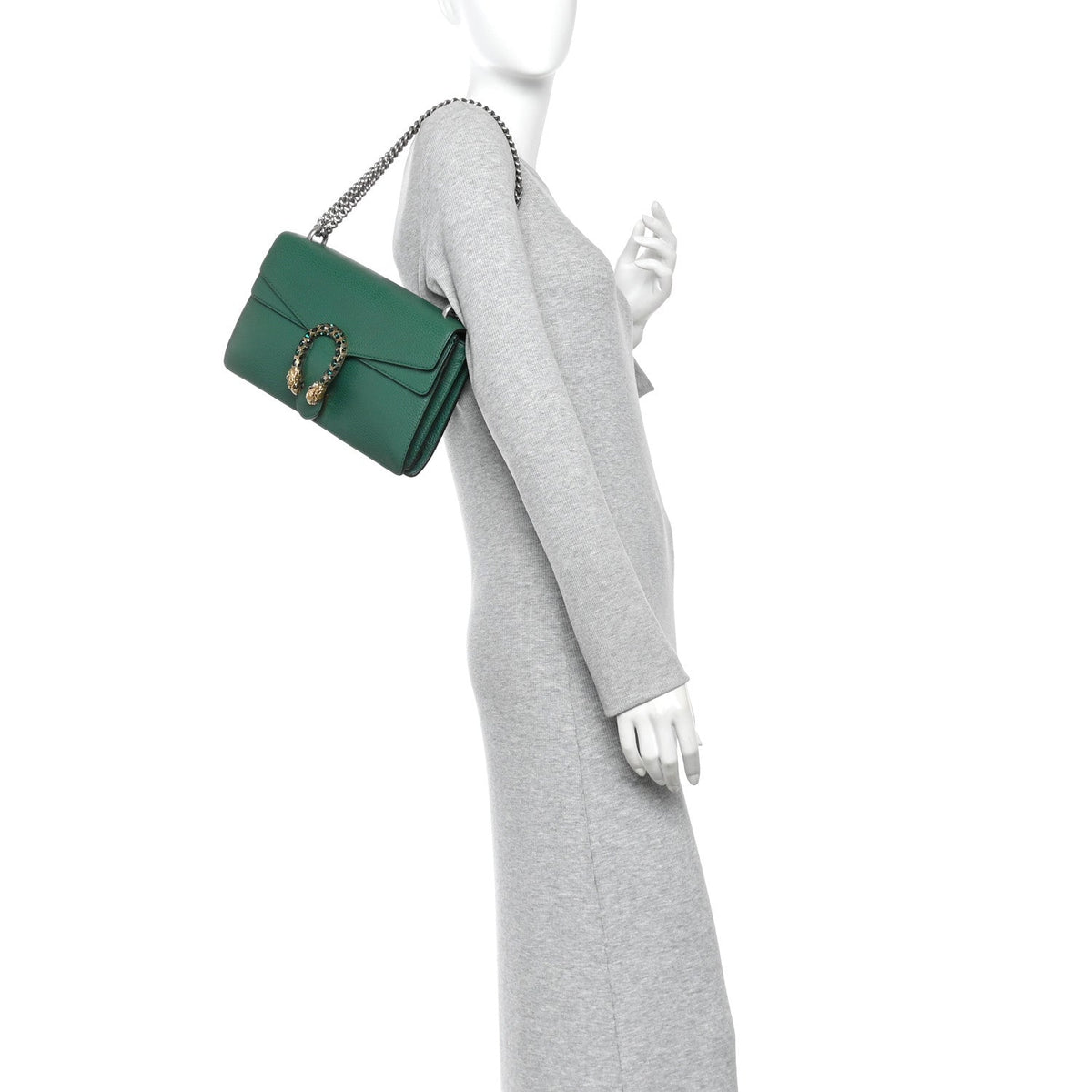 Pebbled Calfskin Small Dionysus Shoulder Bag Emerald wholesalehk.shop
