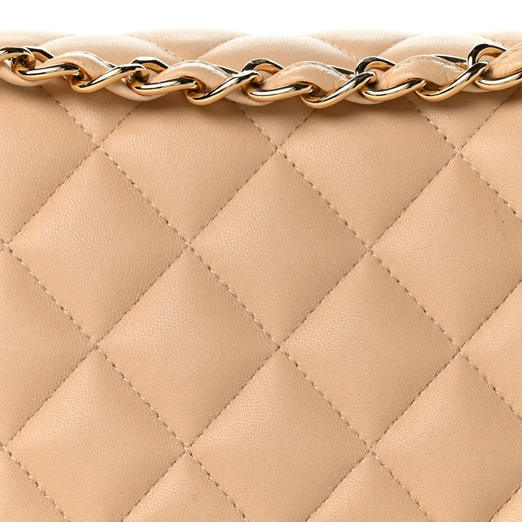 Lambskin Quilted Jumbo Double Flap Light Beige wholesalehk.shop