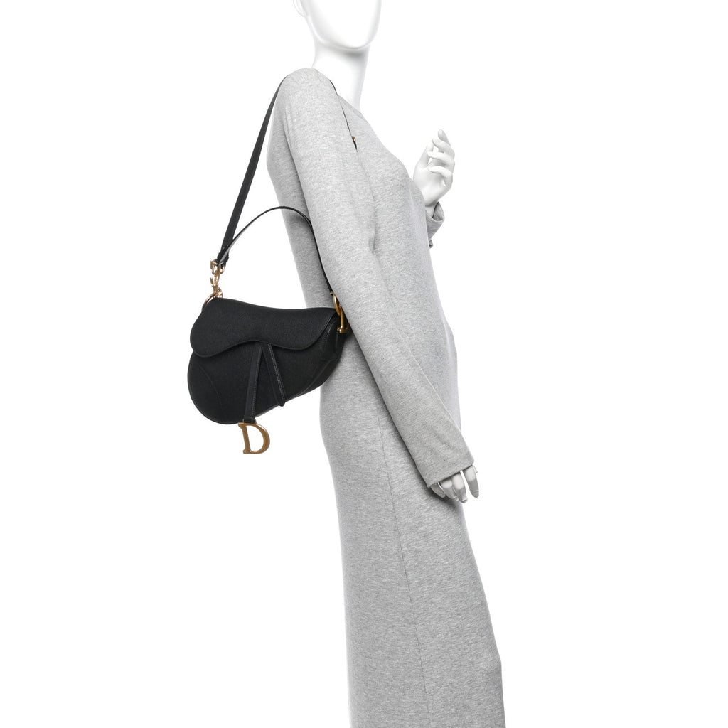 Grained Calfskin Saddle Bag With Strap Black wholesalehk.shop