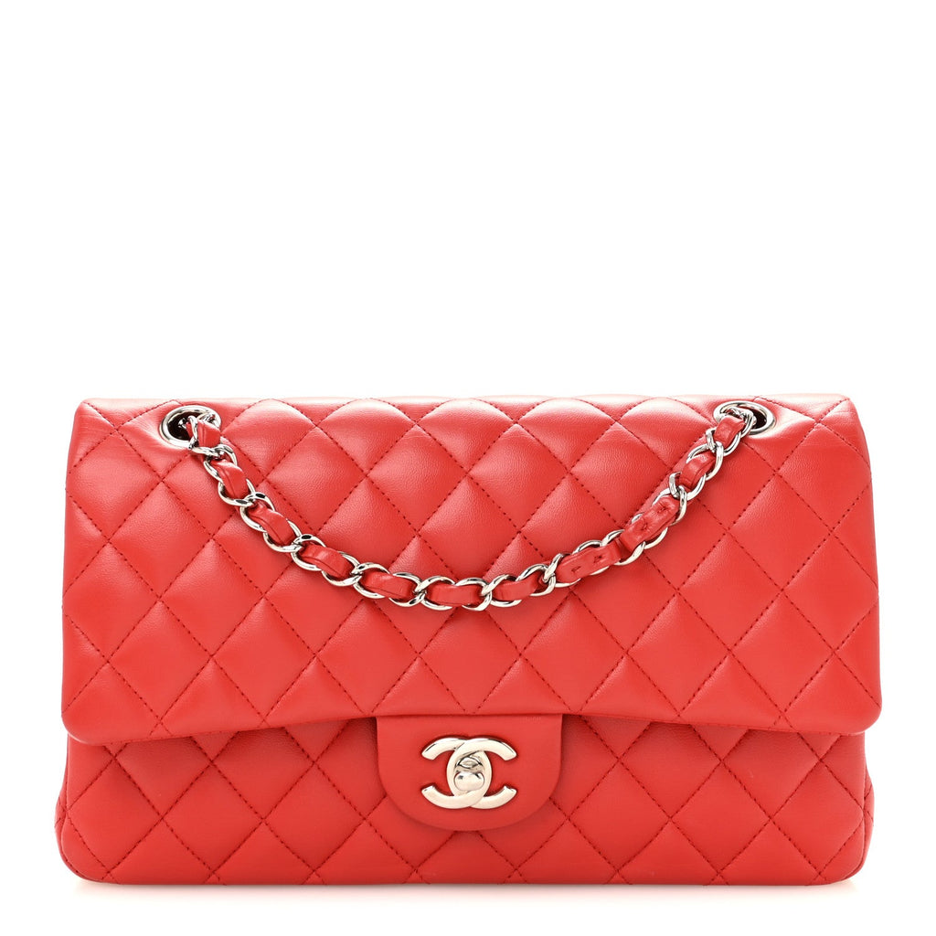 Lambskin Quilted Medium Double Flap Red wholesalehk.shop