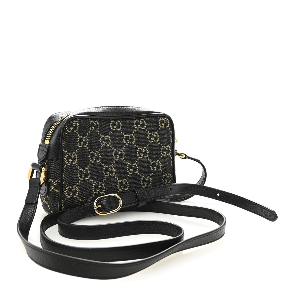 Jacquard Black Denim GG Monogram Textured Dollar Calfskin Mini Ophidia Shoulder Bag Black Ivory wholesalehk.shop