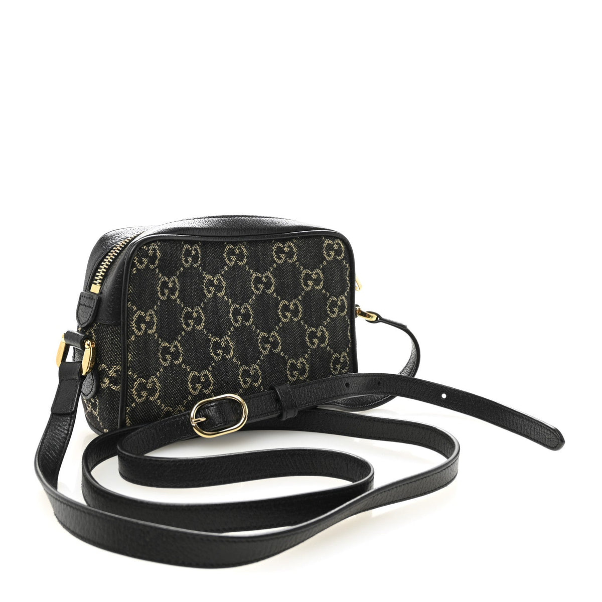 Jacquard Black Denim GG Monogram Textured Dollar Calfskin Mini Ophidia Shoulder Bag Black Ivory wholesalehk.shop