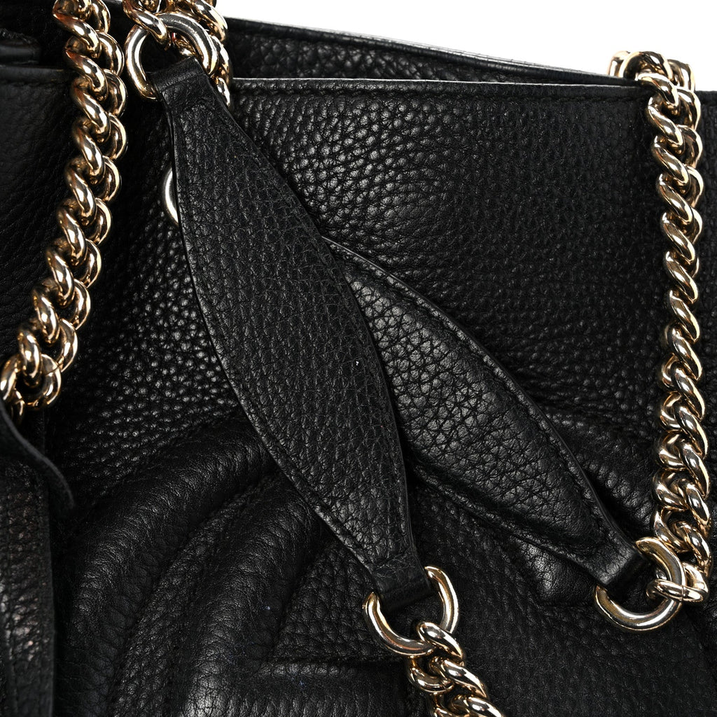 Pebbled Calfskin Medium Soho Chain Shoulder Bag Black wholesalehk.shop