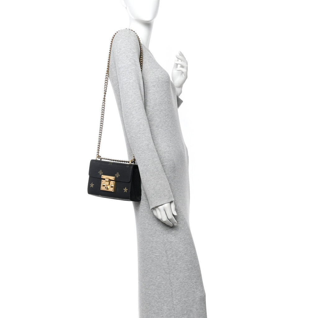 Grained Calfskin Bee Star Small Padlock Shoulder Bag Black £¨ Direct shipment via from wholesalehk.shop