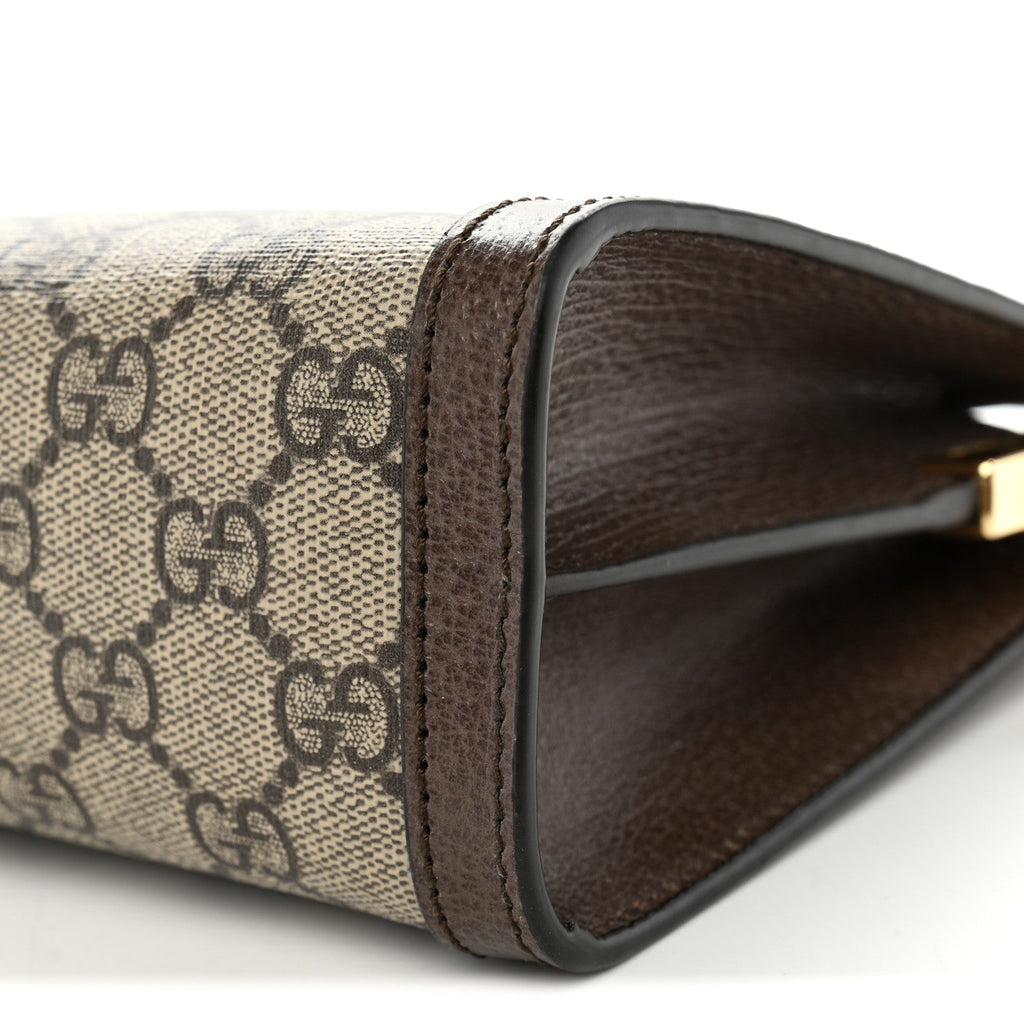 GG Supreme Monogram Web Small Ophidia Chain Shoulder Bag Brown wholesalehk.shop