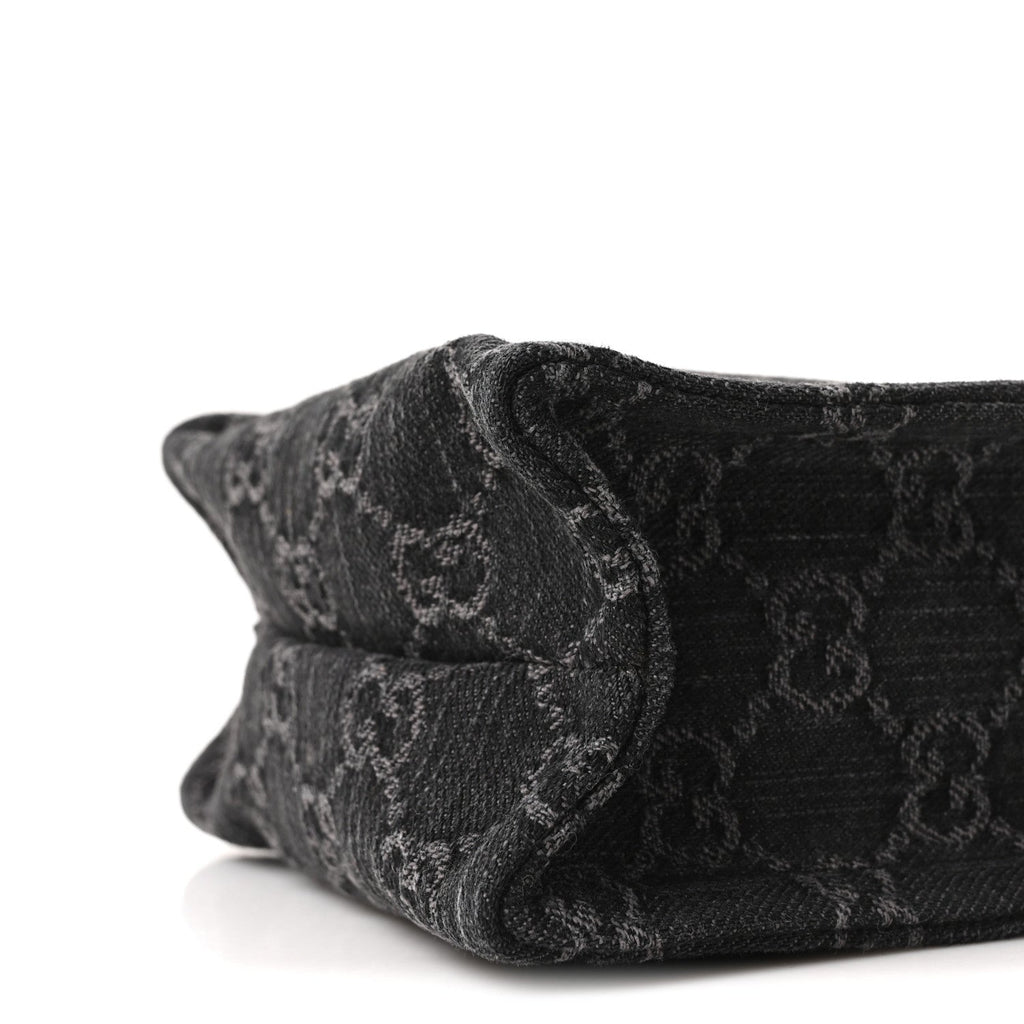Denim GG Monogram Calfskin Mini Ophidia Tote Bag Black wholesalehk.shop