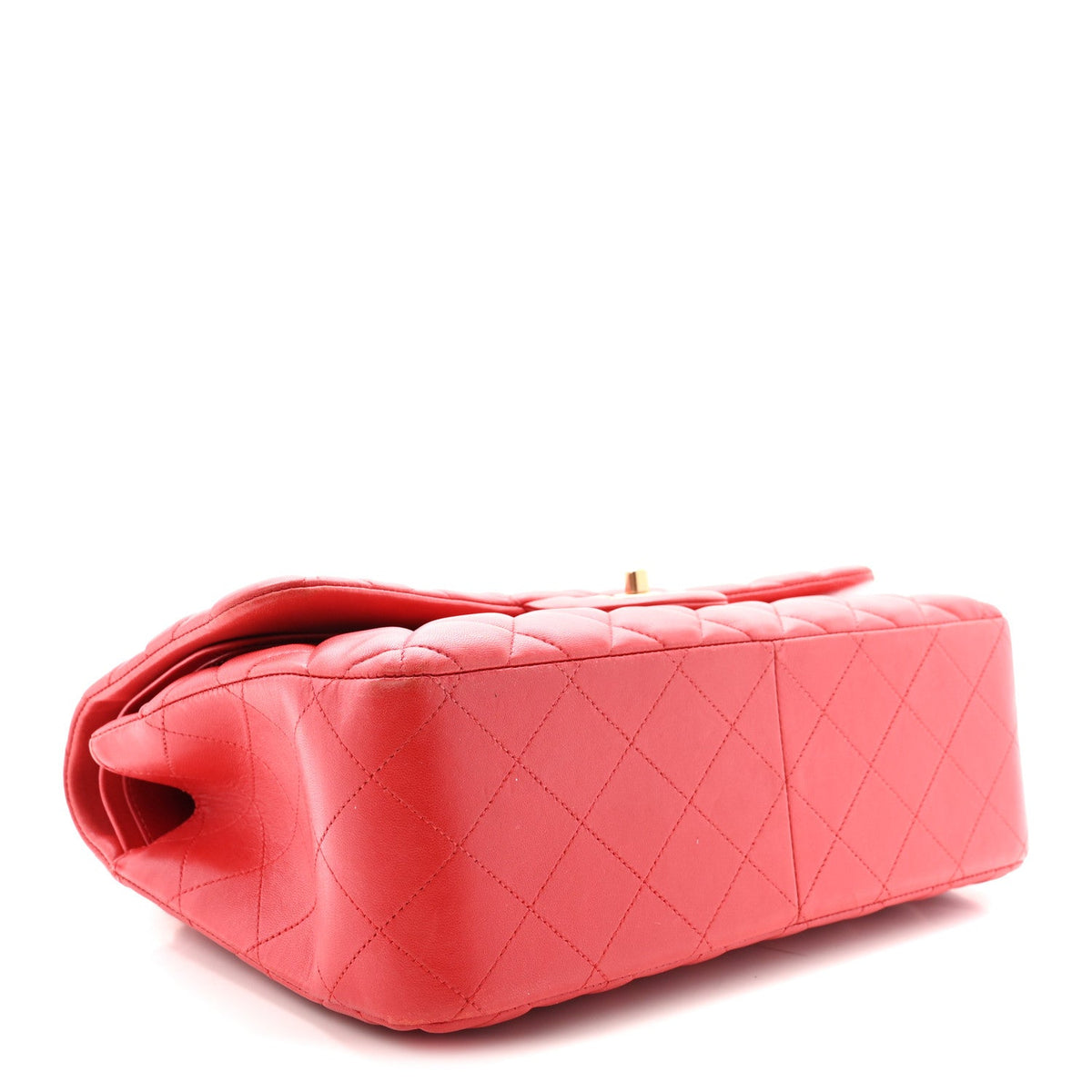Lambskin Quilted Jumbo Double Flap Red wholesalehk.shop