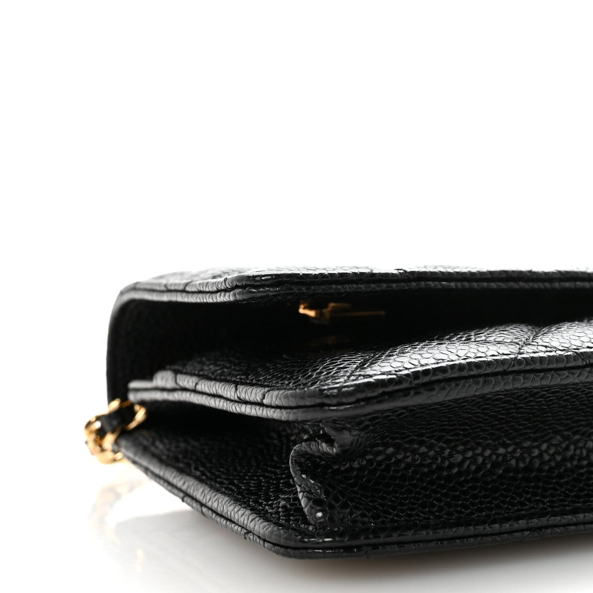 Caviar Quilted Wallet on Chain WOC Black wholesalehk.shop