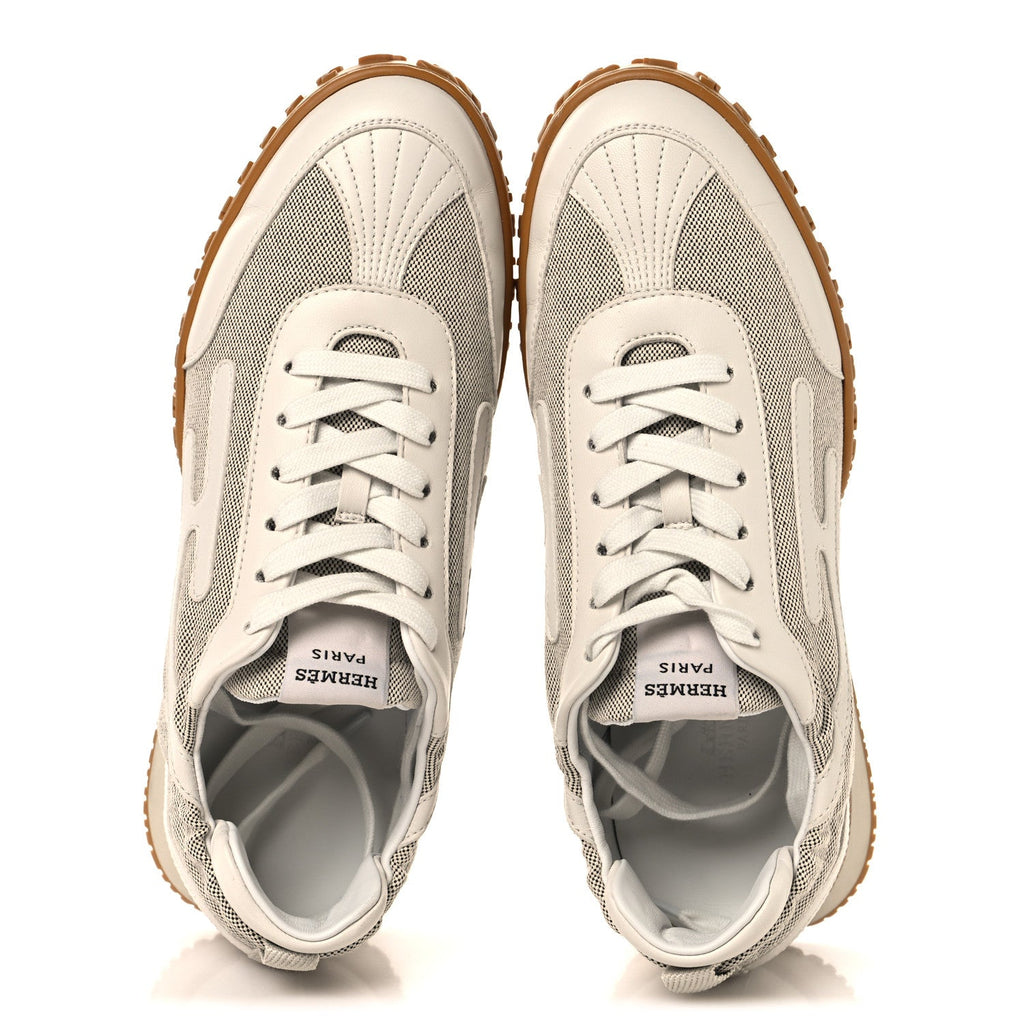 H Canvas Nappa Jet Sneakers 38.5 White Prunoir wholesalehk.shop