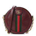 Soft Textured Calfskin Web Mini Ophidia Round Shoulder Bag Vintage Bordeaux wholesalehk.shop