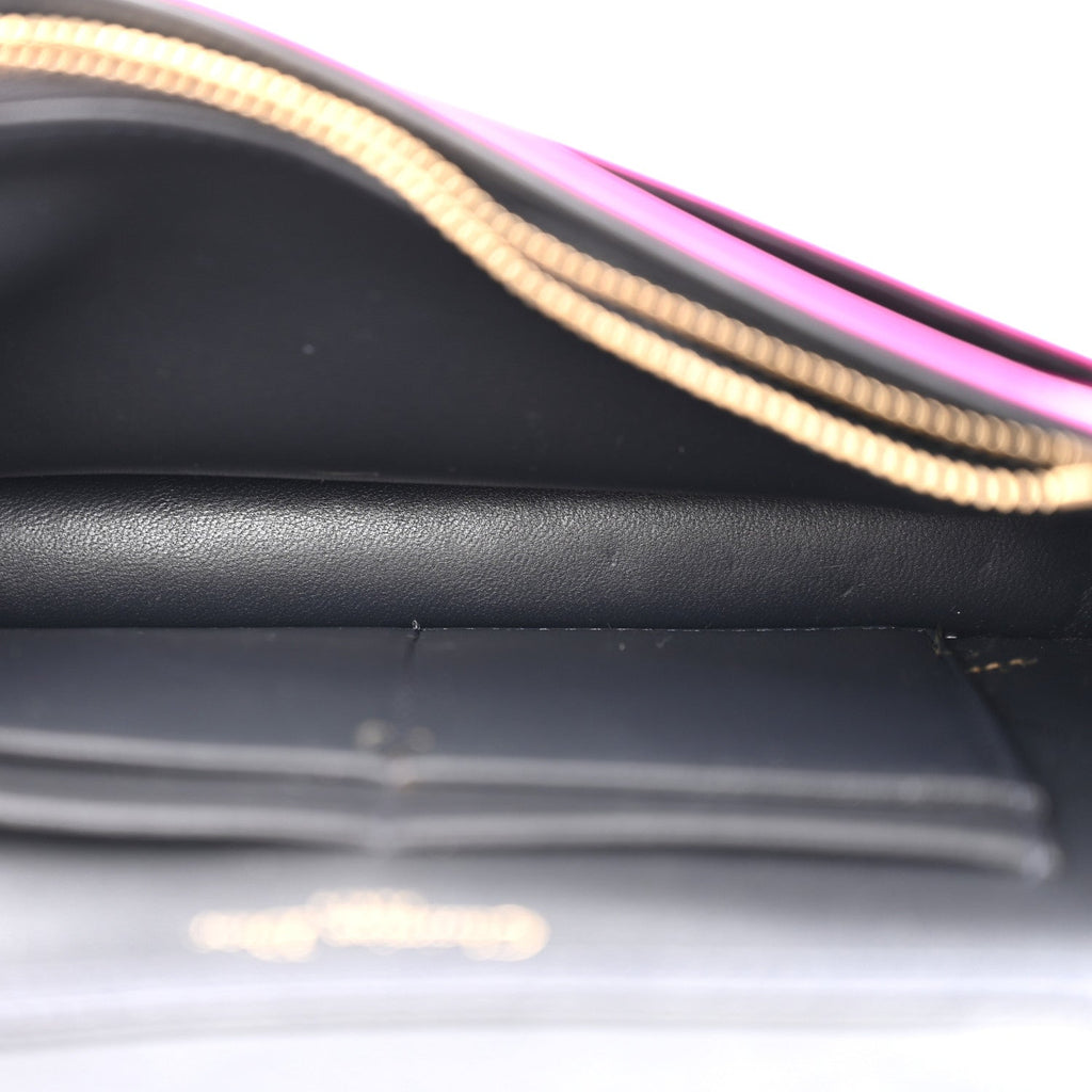 Metallic Patent Micro-Cannage Diorama Wallet on Chain Pouch Pink ¡§ Direct shipment via from wholesalehk.shop