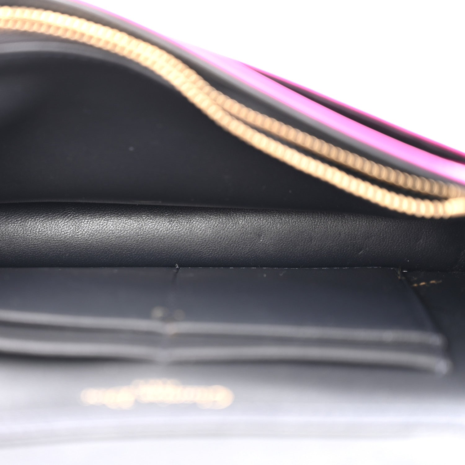 Metallic Patent Micro-Cannage Diorama Wallet on Chain Pouch Pink ¡§ Direct shipment via from wholesalehk.shop