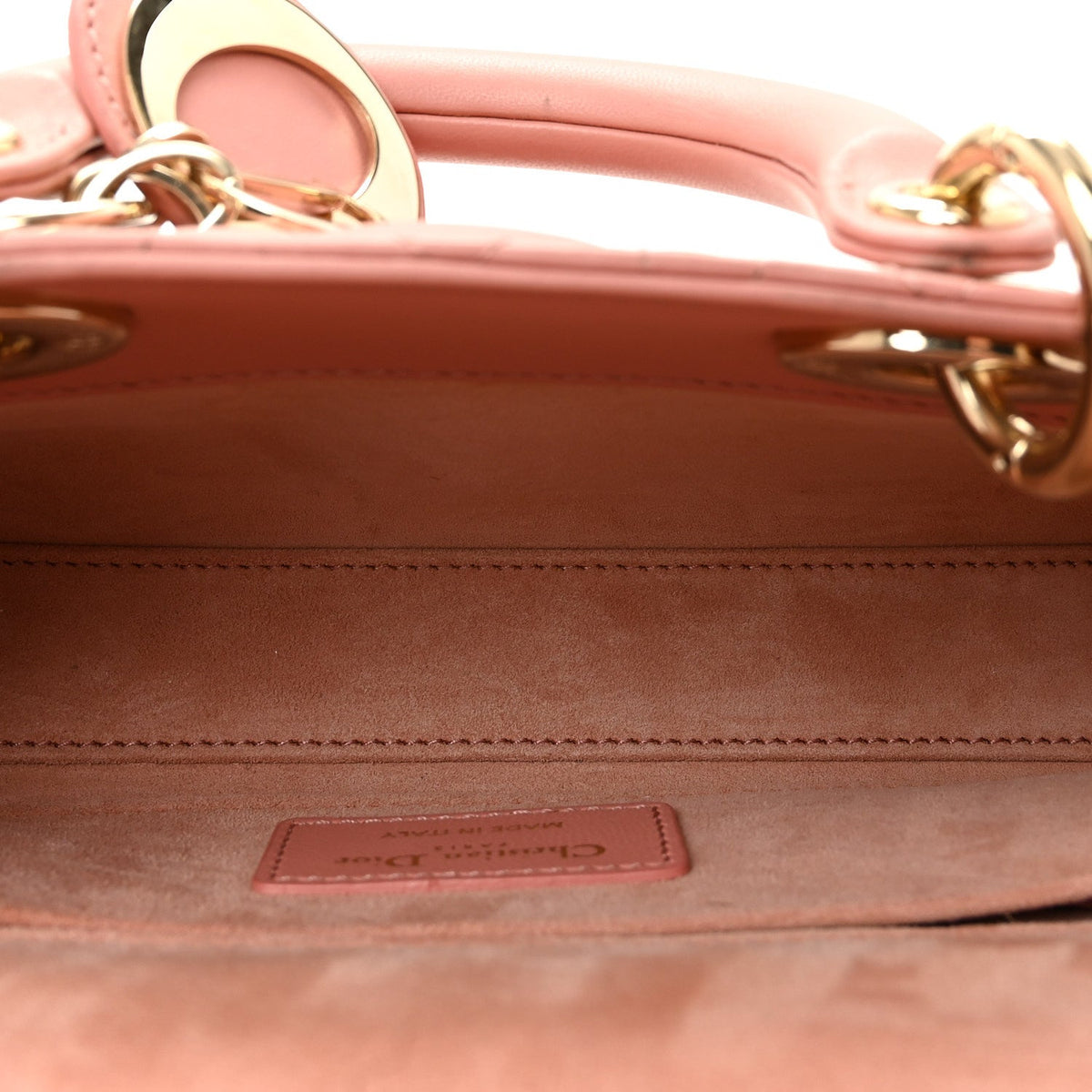 Lambskin Cannage Small Lady D-Joy Light Pink wholesalehk.shop
