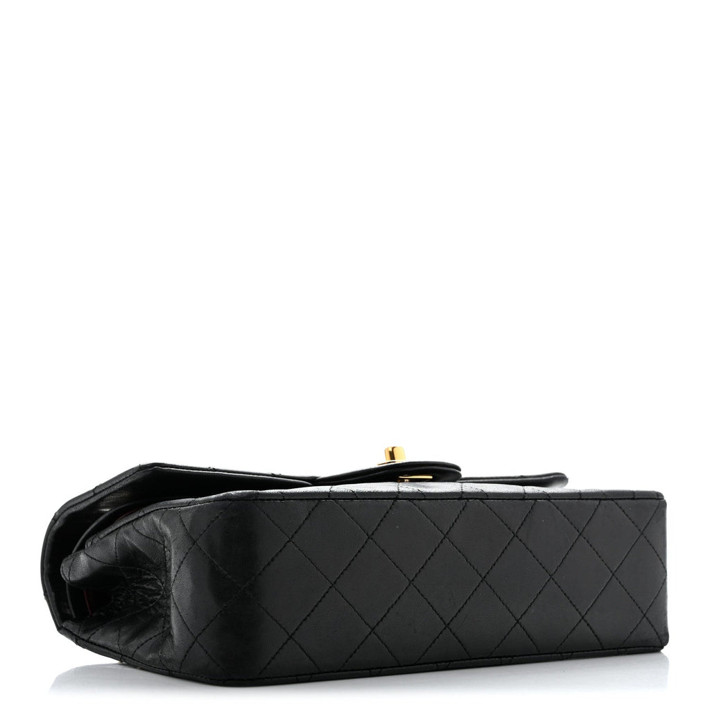 Lambskin Quilted Small Double Flap Black wholesalehk.shop
