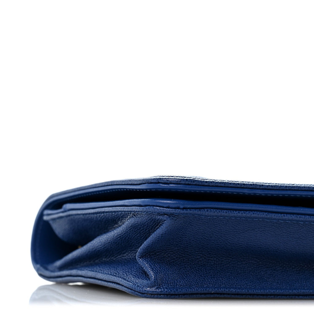Caviar Quilted Boy Wallet On Chain WOC Dark Blue wholesalehk.shop