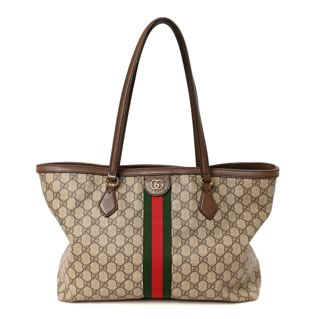 GG Supreme Monogram Medium Ophidia Shopping Tote Brown wholesalehk.shop