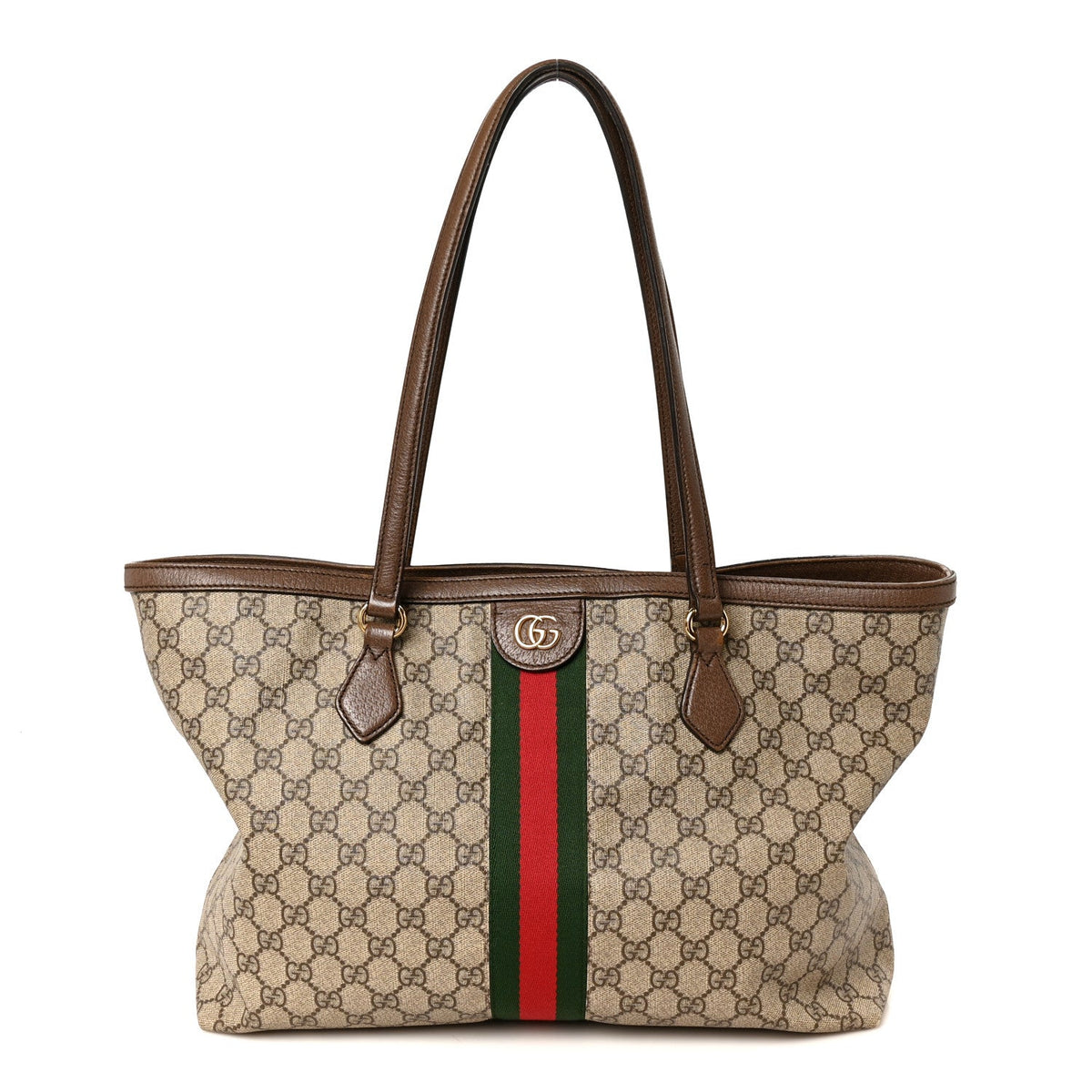 GG Supreme Monogram Medium Ophidia Shopping Tote Brown wholesalehk.shop