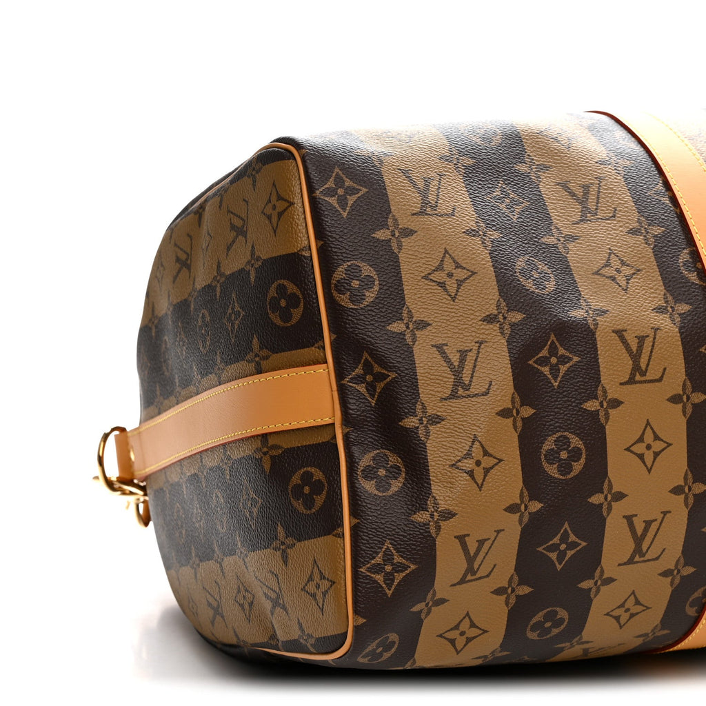 X NIGO Reverse Monogram Stripe Keepall Bandouliere 50 Brown wholesalehk.shop