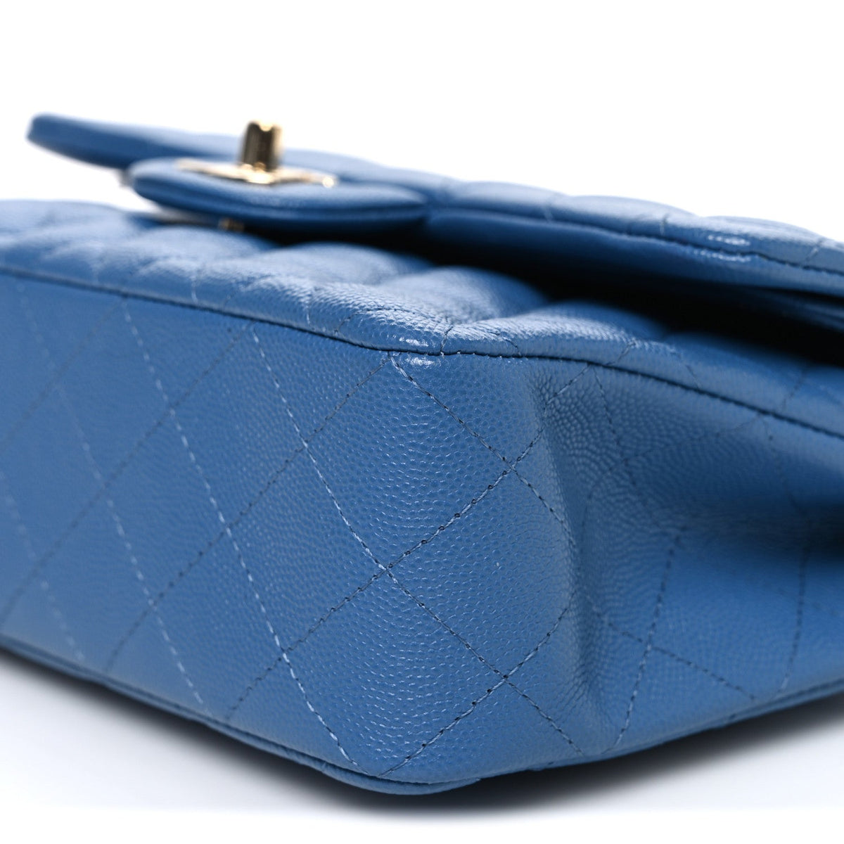 Caviar Quilted Medium Double Flap Blue wholesalehk.shop