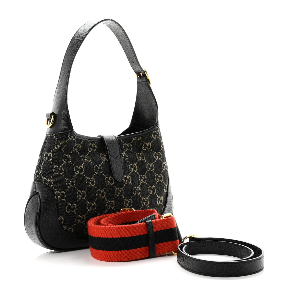 Jacquard Denim GG Monogram Small Jackie 1961 Hobo Black Ivory £¨ Direct shipment via from wholesalehk.shop
